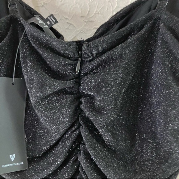 Lulu’s Boldest Babe Black Sparkly Ruched Bustier Bodycon Dress - Picture 10 of 12